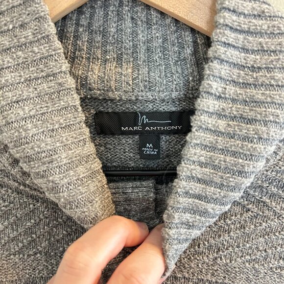 Marc Anthony Knit Sweater Mens Size Medium Gray Henley Button Alpaca Pullover - Picture 3 of 8